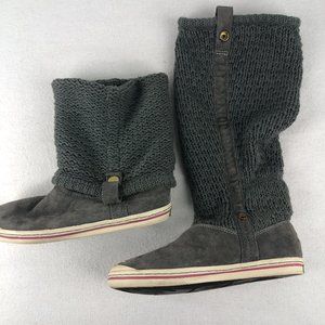 Simple Grey suede and knit boots- Size 5.5